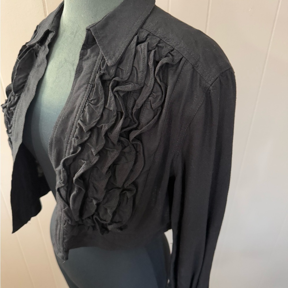 VTG Jan Barboglio • Linen Blend Ruffle Bolero Jacket - Picture 5 of 13
